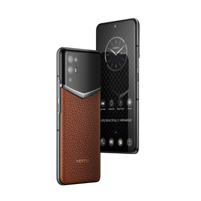 iVERTU Calfskin 5G Phone, Unlocked Smartphone, Secure Encrypted, 64MP Camera, 12+512G, 120Hz FHD+(1080 * 2400) OLED Display, Dual SIM, Fast Charge (Caramel Brown)